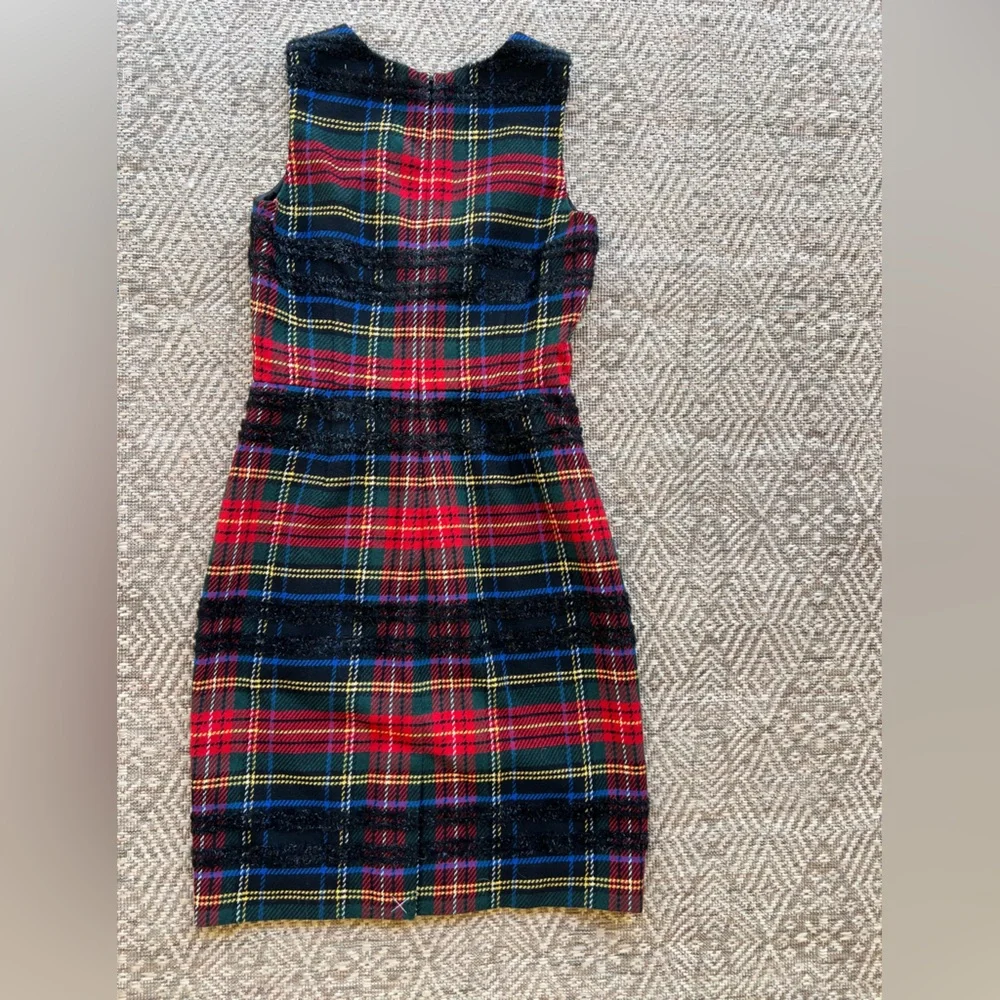NWOT JCrew Dress Womens Size 0 Sheath Holiday Dress in Lurex Stewart Tartan - Picture 6 of 8